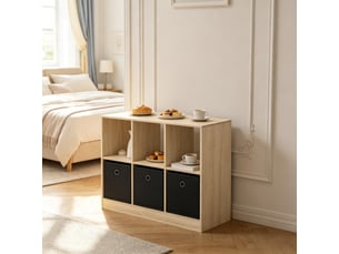 Bibliothèque cube, étagère de rangement sur pied, meuble salon et cuisine polyvalent noir et blanc