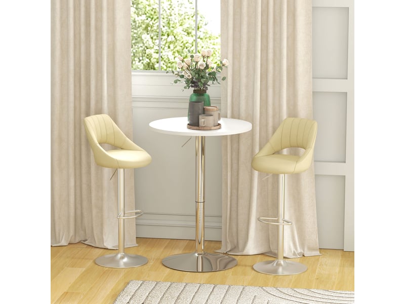  Table de bar,table haute de cuisine, mange-debout mdf, acier blanc 60x60x91cm  - Conforama D