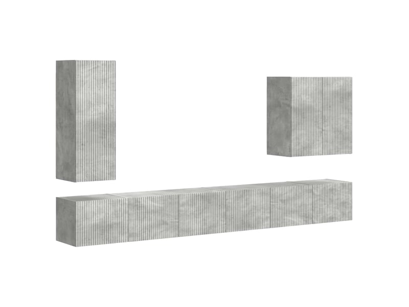  Ensemble de meuble tv - banc tv - meuble de rangement mural 6 pcs gris béton  - Conforama A