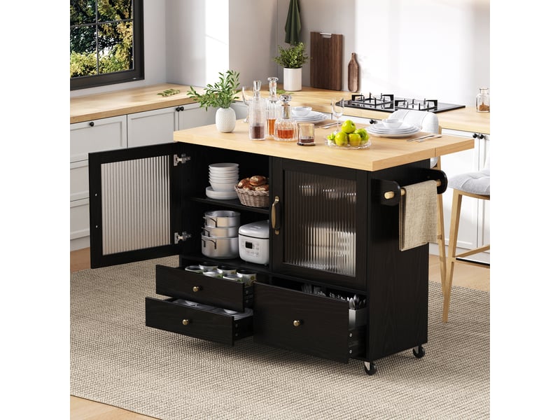  Desserte 2 portes 3 tiroirs coloris noir mdf desserte noir - Conforama D