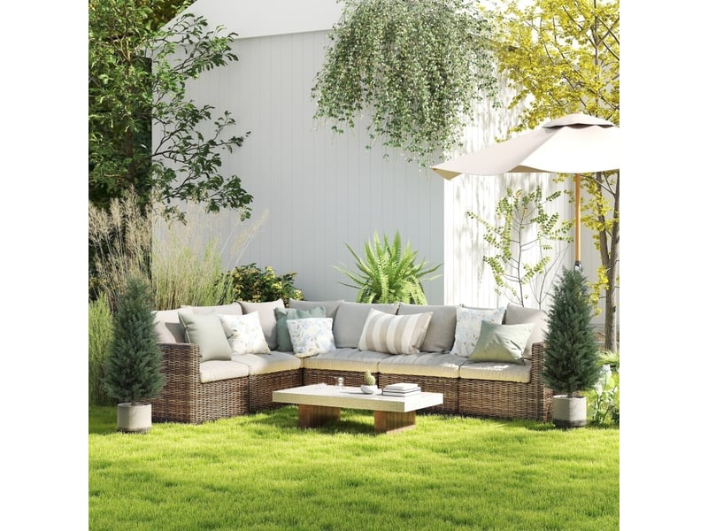  Plantes artificielles cyprès lot de 2 avec piquets de sol pour intérieur et extérieur en plastique vert ø33 × 100 cm  - Conforama E
