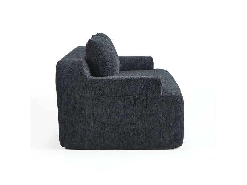  Canapé 2 places modenvie modulable convertible en canapé-lit avec coussins, velours côtelé noir, 170 x 90 x 65 cm  - Conforama E