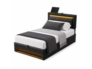 Lit avec rangement 90x190 cm DESVIAE   coloris noir