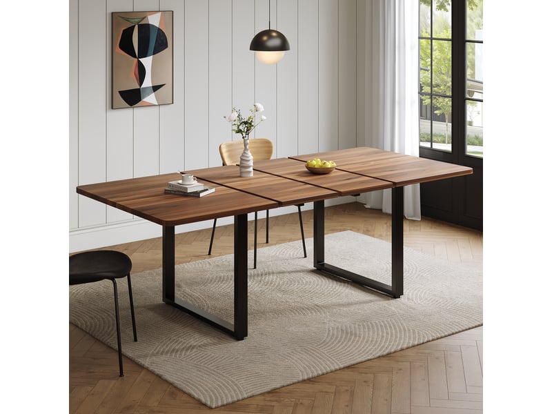 Table à manger extensible 140180220 x 80 cm, 3 longueurs pour 6 à 10 personnes, forme rectangulaire, pieds en métal, style épuré pour salle à manger ou cuisine OPULERANE TRADING LTD - Conforama B