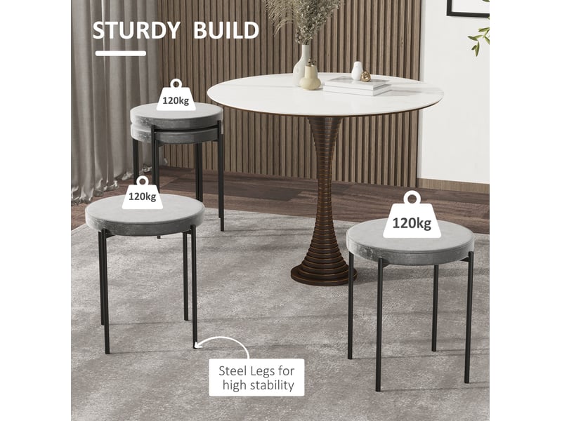  Tabourets de cuisine lot de 4 empilables avec assise rembourrée, pieds en acier gris foncé, 41,5 × 41,5 × 46 cm  - Conforama E