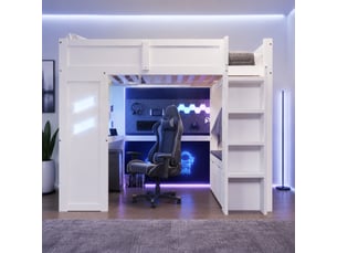 Lit mezzanine 90x200 cm <strong>HAVRYA</strong>  <strong></strong> coloris blanc