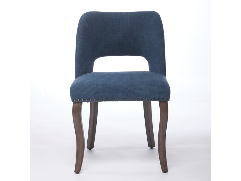 Chaises de salle à manger de1870bl bleues lot de 2 avec revêtement tissu et cadre bois moderne - Conforama A