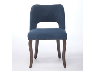 Chaises de salle à manger de1870bl bleues lot de 2 avec revêtement tissu et cadre bois moderne