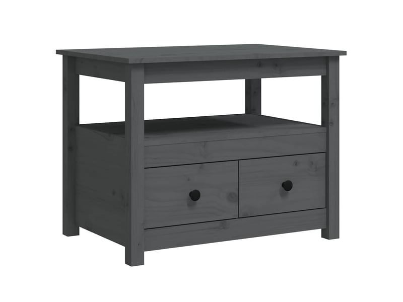  Table basse - table de salon - table à thé gris 71x49x55 cm bois massif de pin  - Conforama A