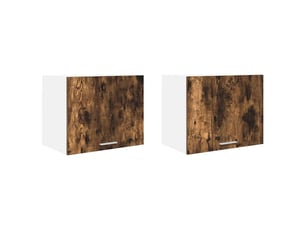 Meuble de rangement, armoire suspendue 2 pcs chêne fumé et blanc bois d'ingénierie shl7086