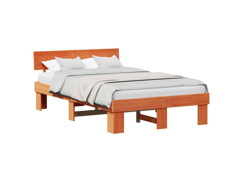  Lit double- lit adulte -  cadre de lit avec tête de lit brun  120 x 190 cm pin massif  - Conforama A