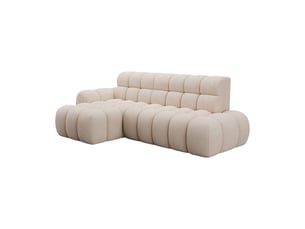 Canapé d'angle convertible bulla 3 places beige – velours côtelé avec extension d'assise électrique
