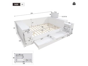 Lit coffre 140x190 cm <strong></strong>  <strong>blanc</strong> coloris blanc