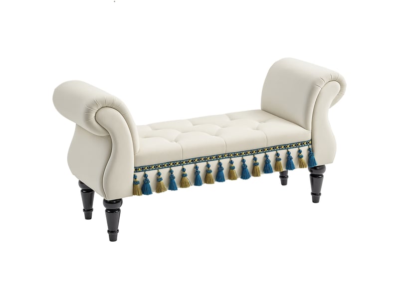  Banquette rembourrée, siège, design vintage, jusqu'à 150 kg, 117 x 40 x 58 cm, beige  - Conforama A
