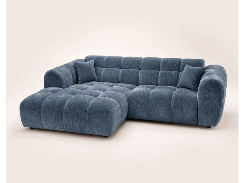  Mini ray - canapé d'angle gauche 4 places en tissu texturé - best mobilier - bleu MINI RAY - Conforama E