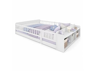 Lit avec rangement 140x190 cm MEUBLIV coloris blanc