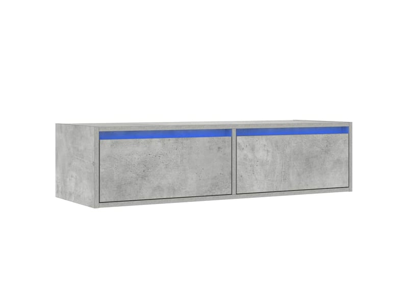  Meuble tv - banc tv - meuble de rangement avec lumières led gris béton 100x35,5x25 cm  - Conforama C