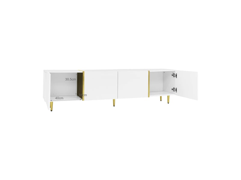  Meuble tv design moderne brillant blanc avec table basse incluse meuble tv contemporain  - Conforama D