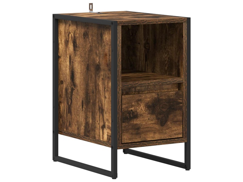 Table de chevet avec tiroir 2 pièces chêne fumé 39,5 x 30 x 50 cm - Conforama E