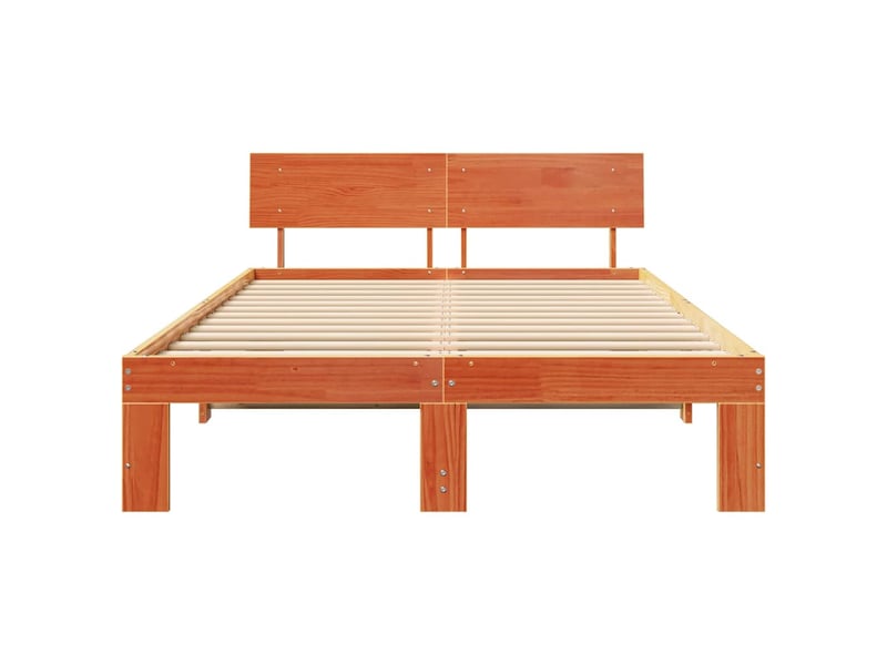  Lit double- lit adulte -  cadre de lit avec tête de lit brun  120 x 190 cm pin massif  - Conforama D