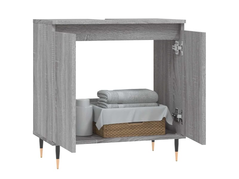 Amoire de salle de bain sonoma gris 58x33x60cm bois d'ingénierie shl2844  - Conforama C