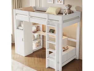 Lit mezzanine 90x200 cm <strong>MODENVIE</strong>  <strong></strong> coloris blanc