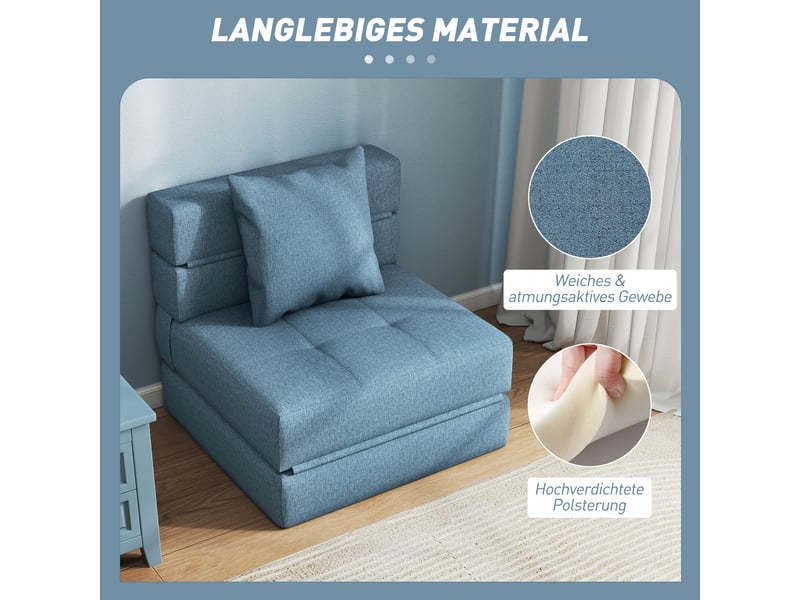  Fauteuil convertible 1 place avec coussin tissu bleu foncé 70 x 70 x 61 cm  - Conforama E
