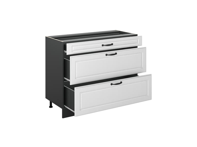 Vicco meuble cuisine, blanc campagneanthracite, 100cm plan de travail marbre - Conforama C