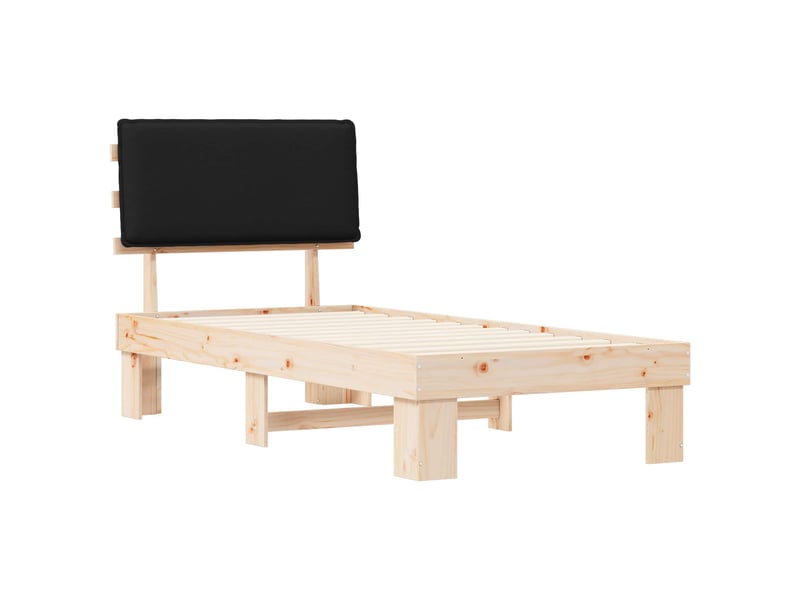  Lit simple- lit adulte -  cadre de lit avec tête de lit rembourrée noir 90 x 200 cm  - Conforama C