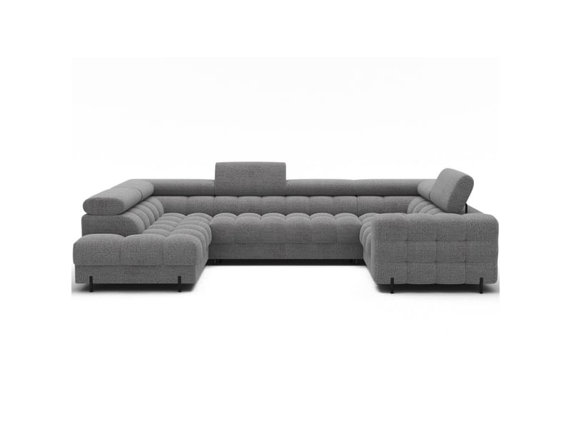 Canapé panoramique convertible factory 3 places gris chiné – angle gauche avec coffre - Conforama A