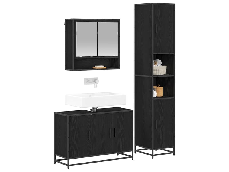  Ensemble de mobilier de salle de bain 3 pc bois ancien cf64279  - Conforama C