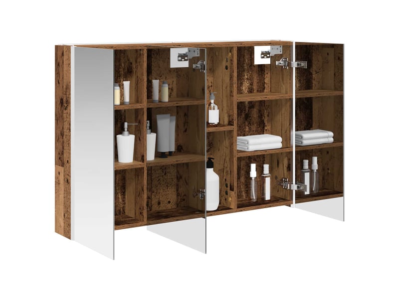 Armoire miroir salle de bain, meuble de rangement bois ancien shl2057 - Conforama C