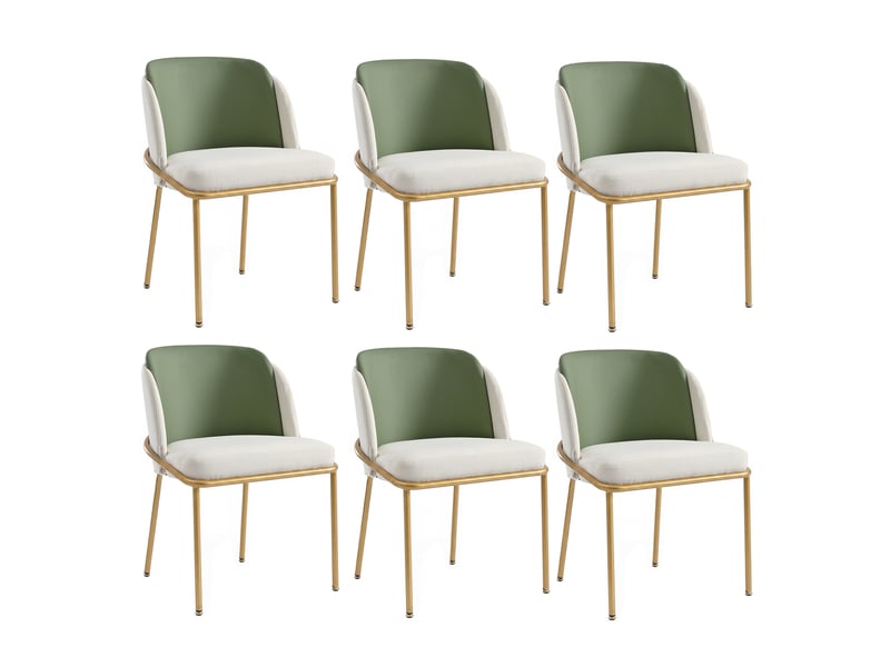 Lot de 6 chaises modernes vert doré pieds inclinés réglables pour salon bureau salle à manger - Conforama A
