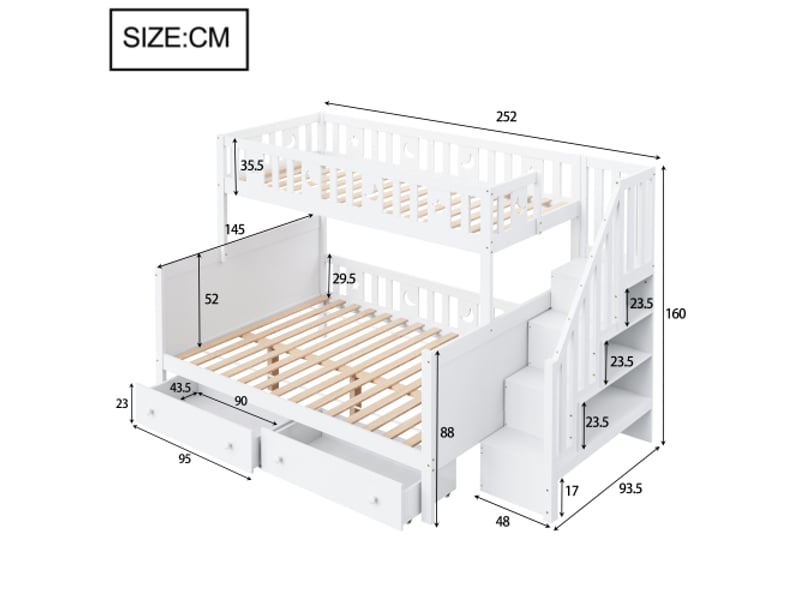  Lit superposé 140x200(90x200) cm coloris blanc bois massif lit enfant blanc - Conforama C