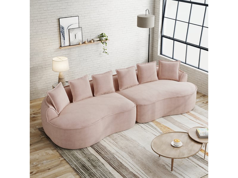 Canapé modulable, canapé 4 places – sans montage, coussins inclus, sans cadre, rose, en chenille - Conforama C