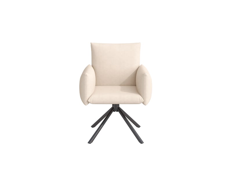  Lot de 2 chaises pivotantes velours beige - dossier ergonomique, soutien lombaire, piètement métal, siège de bureau  - Conforama A