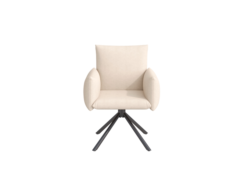  Lot de 2 chaises pivotantes velours beige - dossier ergonomique, soutien lombaire, piètement métal, siège de bureau  - Conforama A