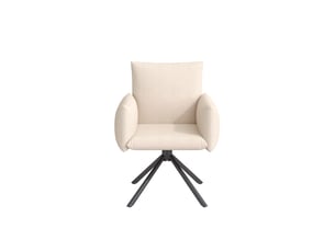 Lot de 2 chaises pivotantes velours beige - dossier ergonomique, soutien lombaire, piètement métal, siège de bureau