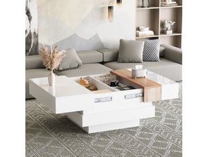 Table basse carré(e) coloris blanc <strong>MAISENTIEL</strong> <strong></strong> - 70 cmx70 cm