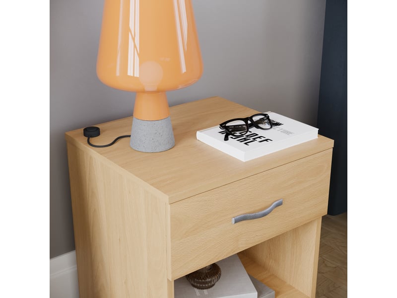  Table de chevet riano, commode de nuit, chambre, rangement, 47x40x36cm, 1 tiroir, pin 333459 - Conforama E