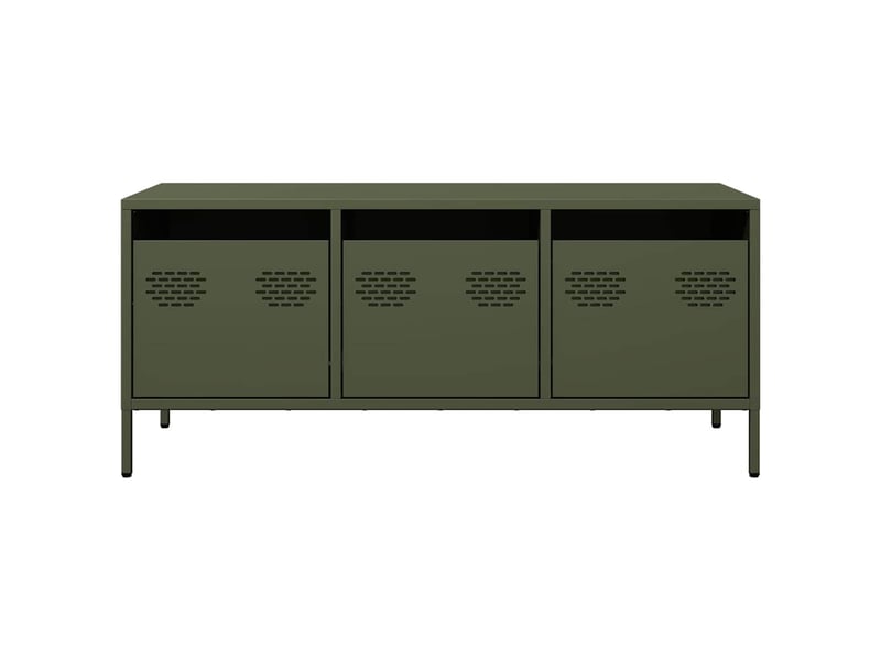 Meuble tv - banc tv - meuble de rangement vert olive 101,5x39x43,5 cm acier laminé à froid  - Conforama D