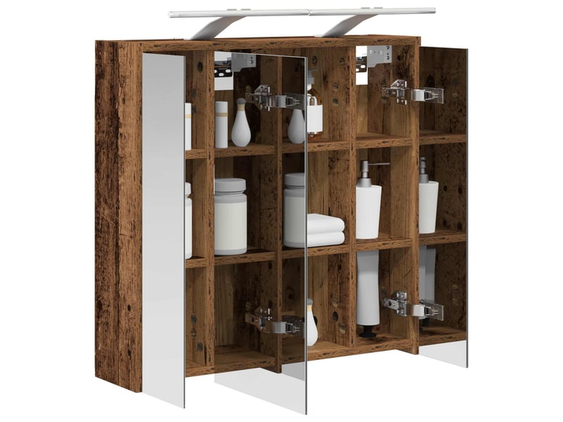  Armoire miroir de salle de bain, cabinet de salle de bain bois ancien 63,5 x 16 x 62,5 cm cf65147  - Conforama C