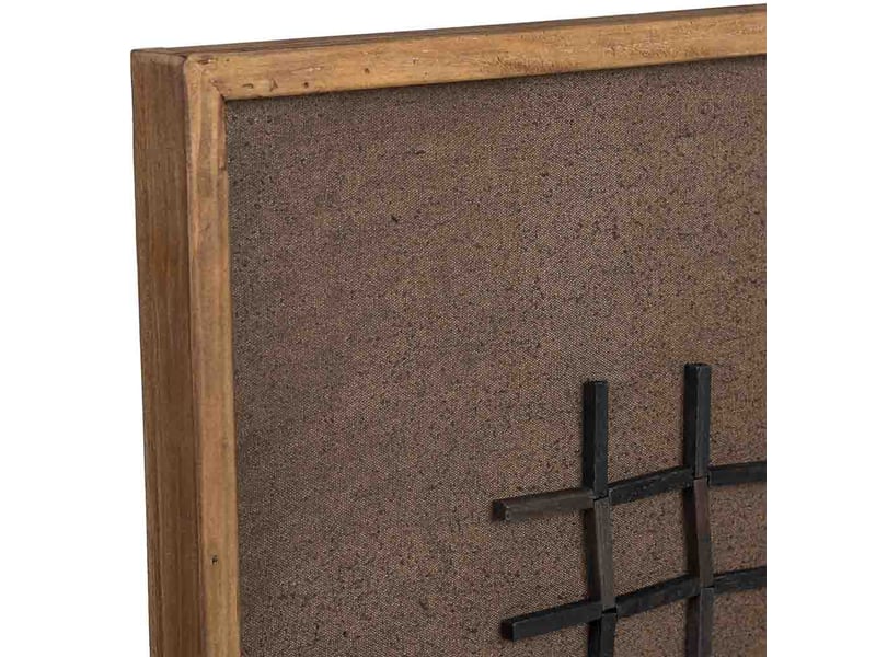Tableau artisanal en bois recyclé relief marron et noir 62x4x62 cm h - Conforama E