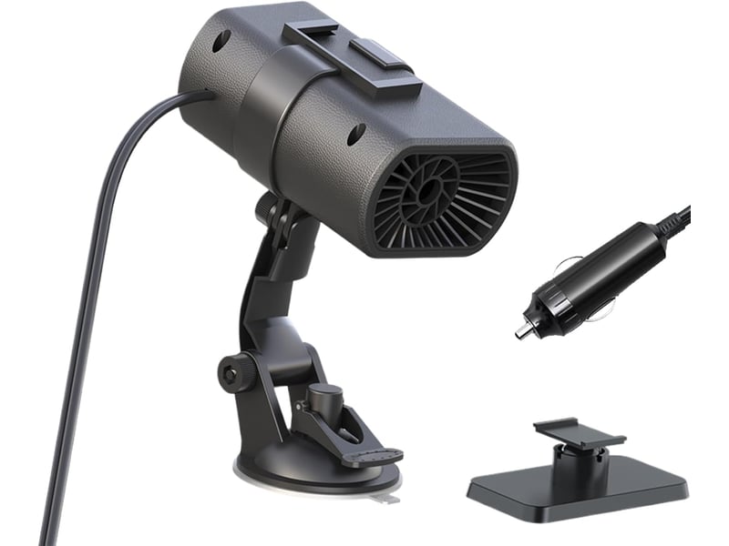  Chauffage d'habitacle 200 w 12 v avec ventilateur, dégivreur de pare-brise 2 en 1 avec fixation par ventouse pour camions, camping-cars et vitres, noir GTR05975 - Conforama A
