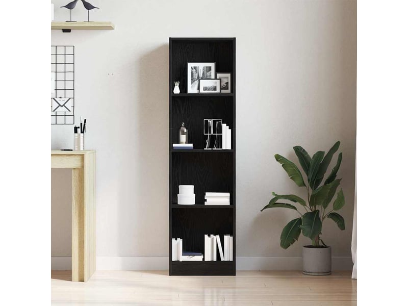 Bibliothèque, meuble de rangement salon en chêne noir 40 x 24 x 143 cm bois d'ingénierie - Conforama C