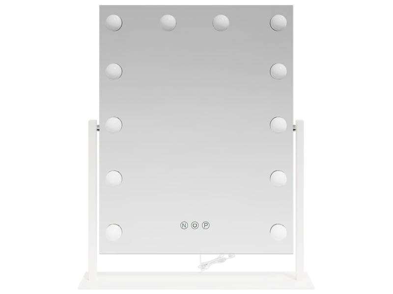 Miroir de coiffure led blanc 44 x 10 x 53 cm verre et acier cf62697  - Conforama E