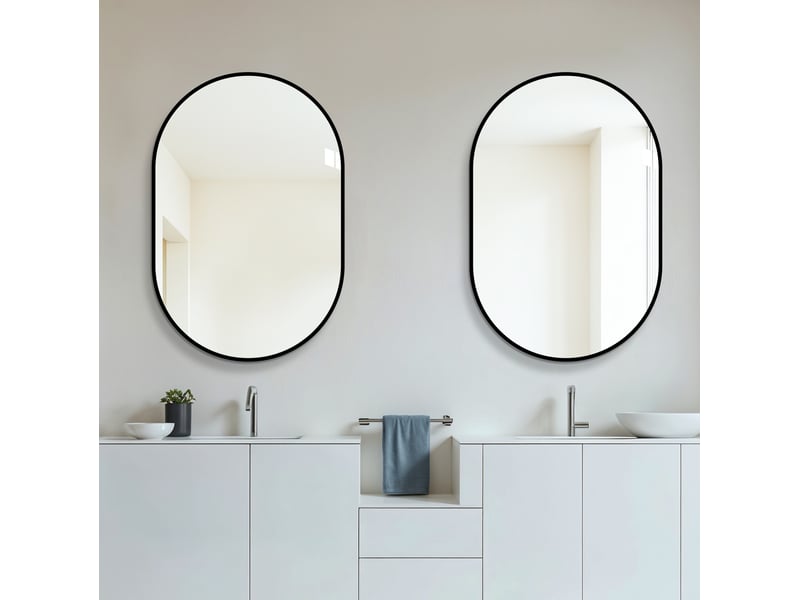  Miroir mural arche 60 x 90 cm – noir – cadre aluminium, pose verticale ou horizontale – verre miroir sans cuivre  - Conforama B