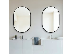 Miroir mural arche 60 x 90 cm – noir – cadre aluminium, pose verticale ou horizontale – verre miroir sans cuivre