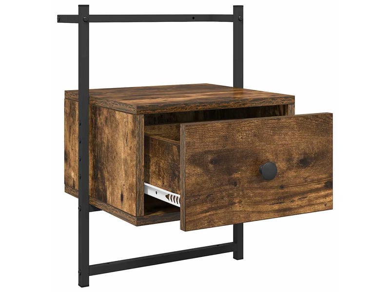 Lot de 2 table de chevet - cabinet de chevet - table de nuit murale chêne fumé 35x30x51 cm  - Conforama E