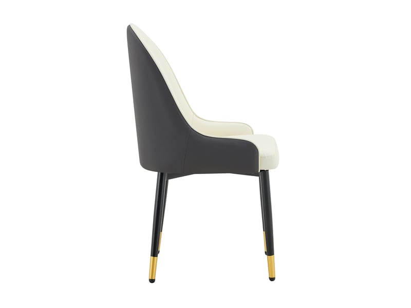  Lot de 2 chaises de salle à manger en similicuir pu gris et blanc, pieds en métal W3658P425200 - Conforama B